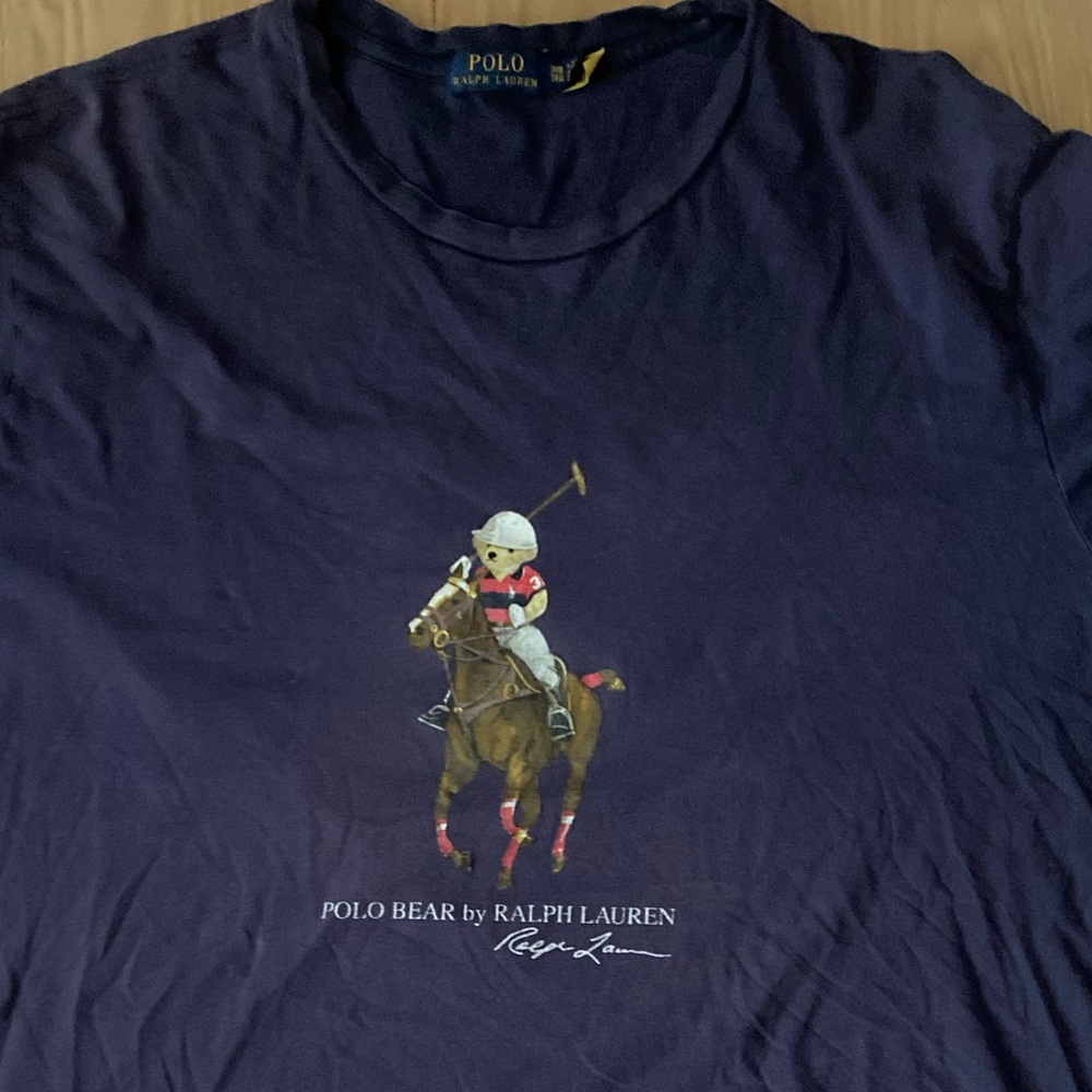 Ralph Lauren Polo Bear Graphic Tee in Navy Blue - Picture 2 of 5